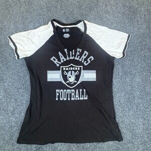 NFL Team Apparel Las Vegas Raiders Football T-Shirt Womens 2XL Black Logo Cotton